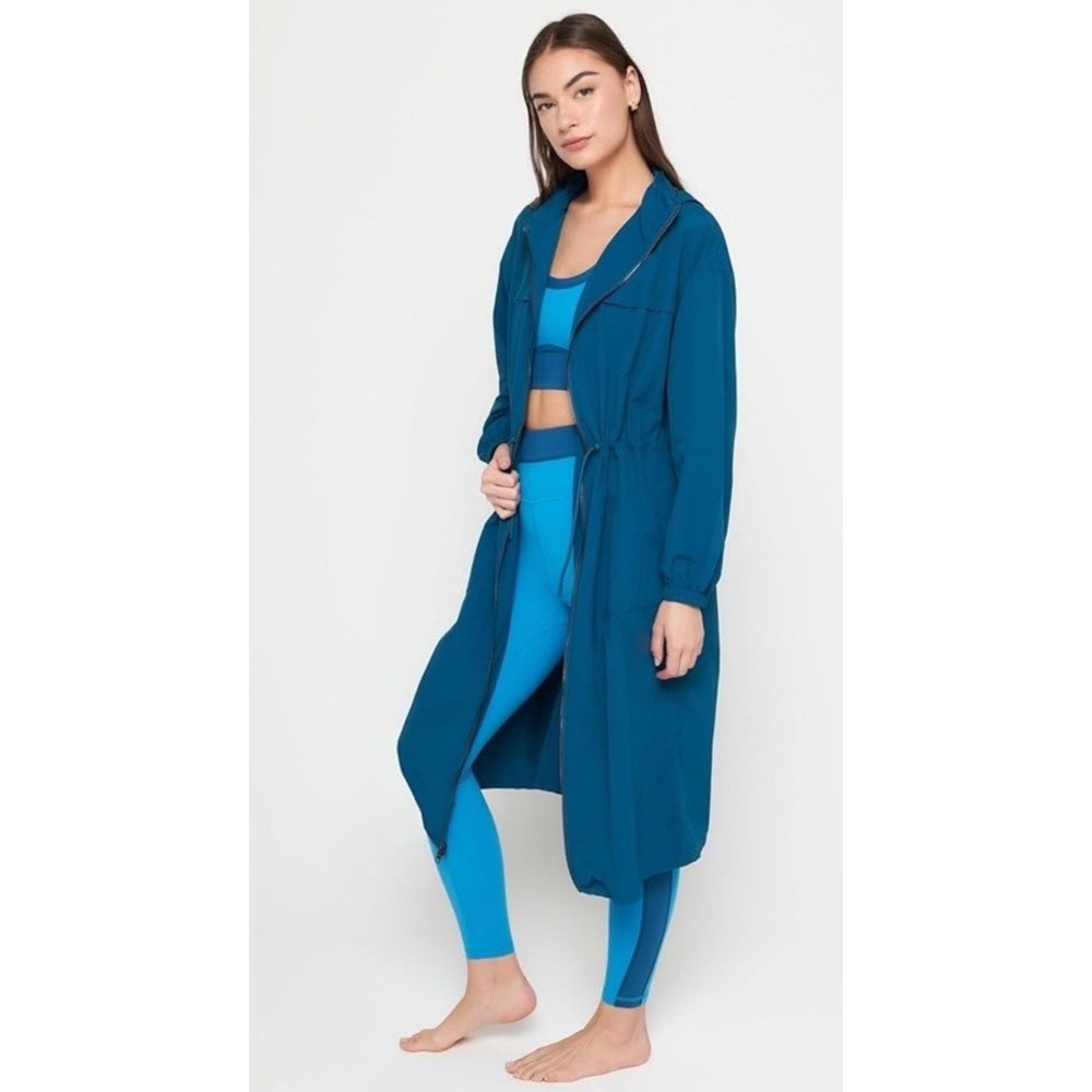 Spiritual Gangster Women Sze Small Natasha Full Zip Long Jacket Blue Lightweight